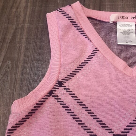 3/$20 Paper Doll Plaid Sweater Dress Fit & Flare Sleeveless Fall Preppy Vneck - Picture 8 of 10